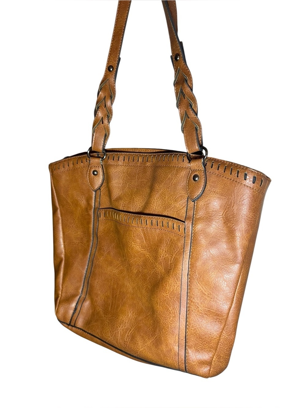 Sam & Hadley brown vegan leather hobo tote bag - Picture 4 of 9